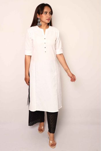 Cotton Flex Kurti In White Colour - KR5480496