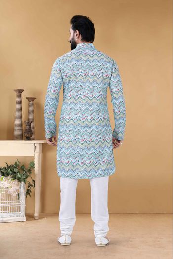 Cotton Kurta Pajama In Blue Colour-KP5600048