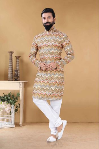 Cotton Kurta Pajama In Yellow Colour-KP5600049