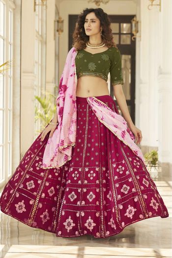 Georgette Embroidery Lehenga Choli In Deep Pink Colour LD3210956 A