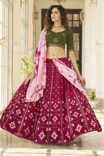 Fulzari Organza Thread Work Lehenga Choli LD04470350 In Mehendi Colour