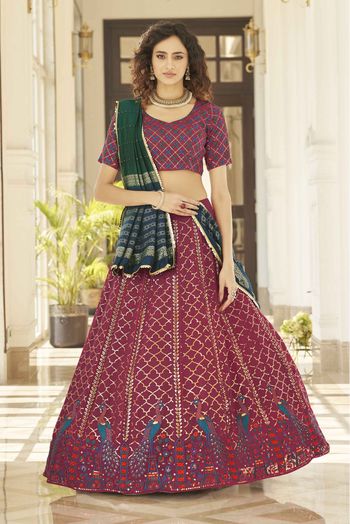 Georgette Embroidery Lehenga Choli In Deep Pink Colour - LD3210958