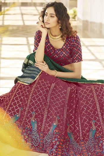 Georgette Embroidery Lehenga Choli In Deep Pink Colour - LD3210958