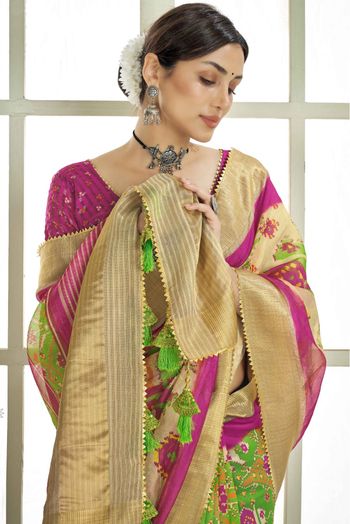 Handloom Silk Printed Saree In Multicolour - SR1357465