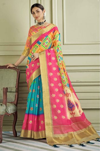 Handloom Silk Printed Saree In Multicolour - SR1357466