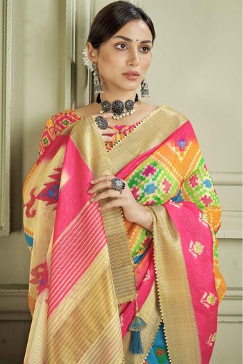 Handloom Silk Printed Saree In Multicolour - SR1357466