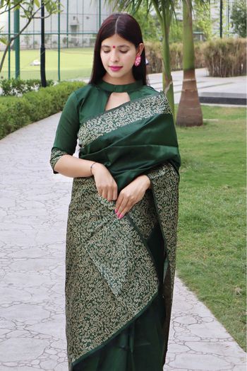 Handloom Silk Woven Saree In Green Colour - SR5414786