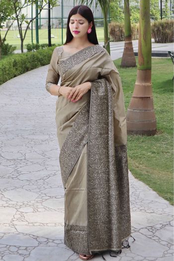 Handloom Silk Woven Saree In Grey Colour - SR5414784