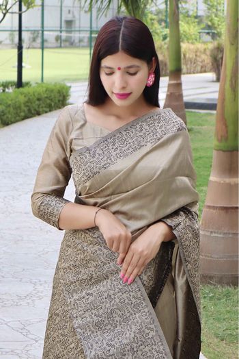 Handloom Silk Woven Saree In Grey Colour - SR5414784