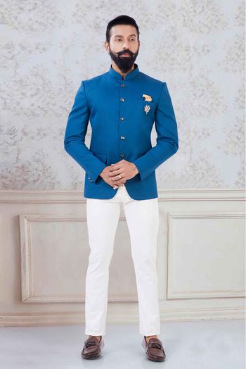 Imported Fabric Jodhpuri Suit In Blue  Colour-SH5600110