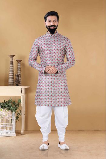 Jacquard Kurta Pajama In Multicolour-KP5600074