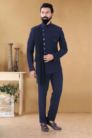 Japanese Jodhpuri Suit In Blue Colour-SH5600094