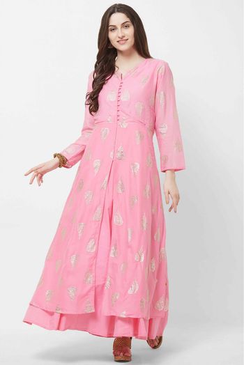 Mulmul Gown In Pink Colour - GW5480484