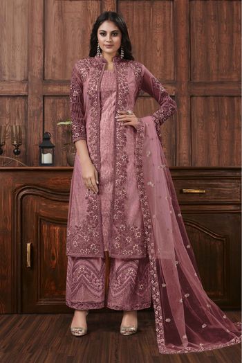 Shop Sky Blue Net Embroidered Palazzo Suit Festive Wear Online at Best  Price | Cbazaar