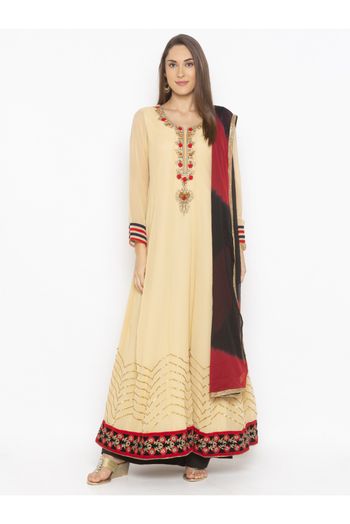 Plus Size Georgette Anarakali Suit In Beige Colour - SS2711195