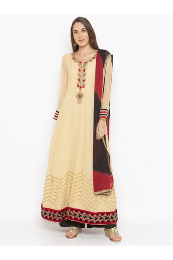 Plus Size Georgette Anarakali Suit In Beige Colour - SS2711195