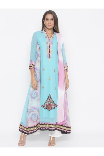 Plus Size Georgette Anarakali Suit In Light Blue Colour - SS2711201