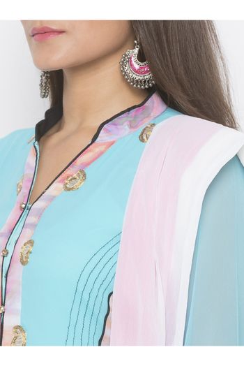 Plus Size Georgette Anarakali Suit In Light Blue Colour - SS2711201