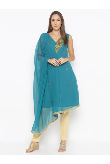 Plus Size Georgette Kurta Set In Blue Colour - KR2711164