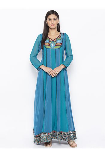 Plus Size Georgette Kurta Set In Blue Colour - KR2711173