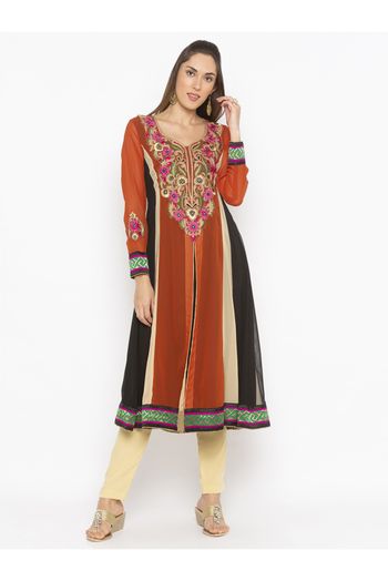 Plus Size Georgette Kurta Set In Multicolour - KR2711162