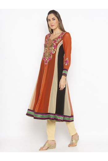 Plus Size Georgette Kurta Set In Multicolour - KR2711162