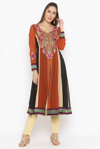 Plus Size Georgette Kurti In Multicolour - KR2711138