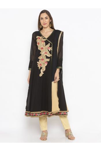 Plus Size Georgette Pant Style Suit In Black Colour - SS2711190