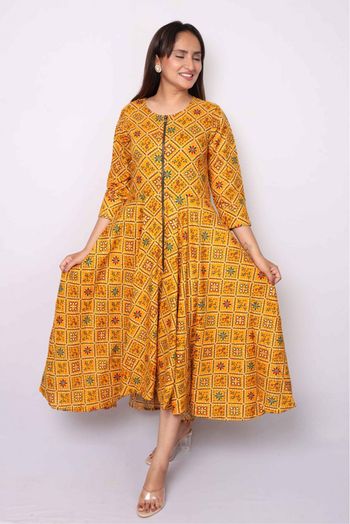 Rayon Gown In Mustard Colour - GW5480498