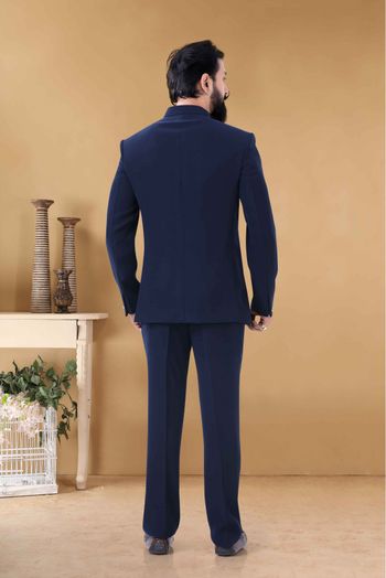 Rayon Jodhpuri Suit In Blue Colour-SH5600093