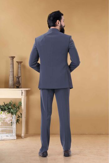 Rayon Jodhpuri Suit In Grey Colour-SH5600088