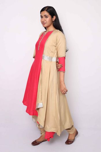 Rayon Kurti In Cream And Pink Colour - KR5480500