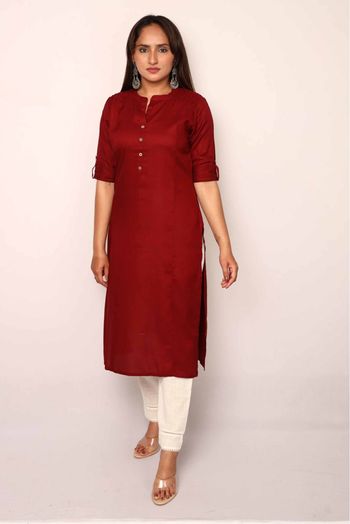 Rayon Kurti In Maroon Colour - KR5480492