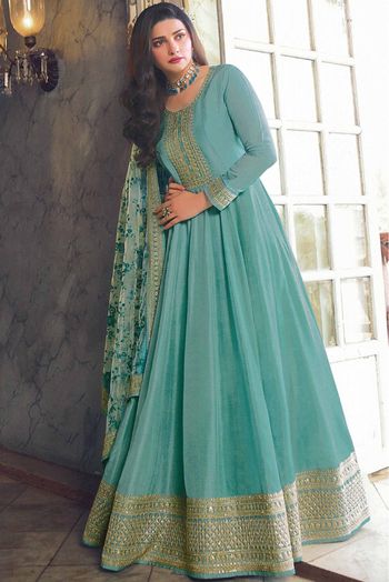 Buy Navy Blue And Light Blue Georgette Anarkali Suit Online - DMV14886 |  Andaaz Fashion