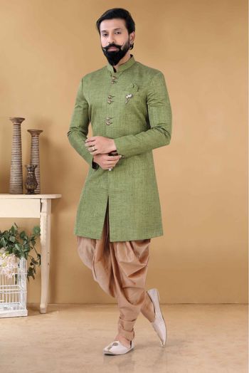 Silk Indo Western In Green Colour-SH5600081