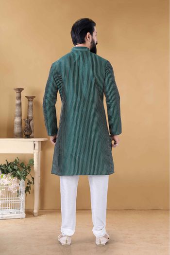 Silk Kurta Pajama In Green Colour-KP5600085