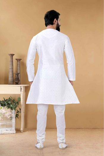 Silk Kurta Pajama In White Colour-KP5600078
