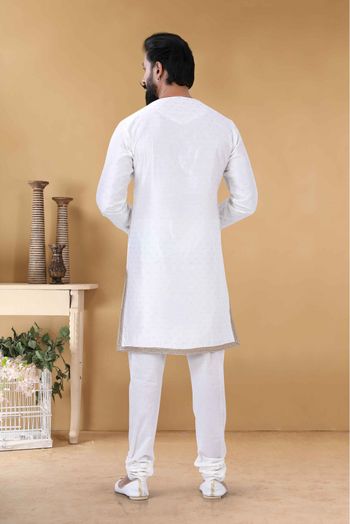 Silk Kurta Pajama In White Colour-KP5600079