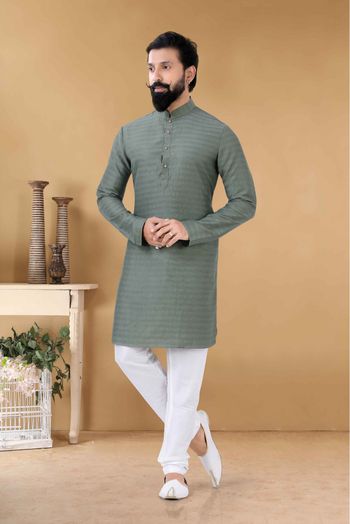 Soft Cotton Kurta Pajama In Green Colour-KP5600072