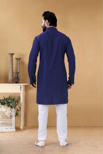 Soft Cotton Kurta Pajama In Navy Blue Colour-KP5600067