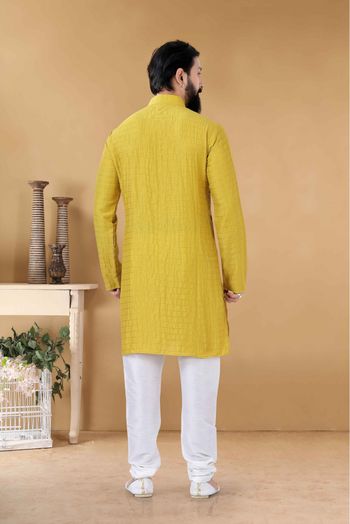 Soft Cotton Kurta Pajama In Yellow Colour-KP5600071