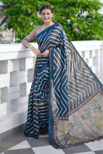 Tissue Silk Woven Saree In Blue Colour - SR5414444