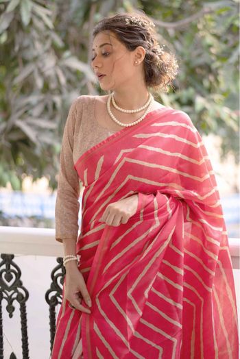 Tissue Silk Woven Saree In Gajari Pink Colour - SR5414445