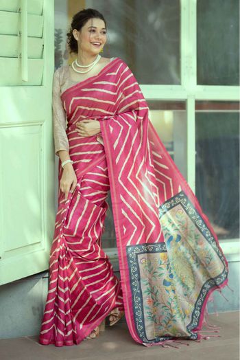 Tissue Silk Woven Saree In Pink Colour - SR5414446