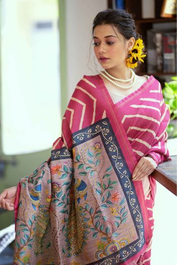 Tissue Silk Woven Saree In Pink Colour - SR5414446