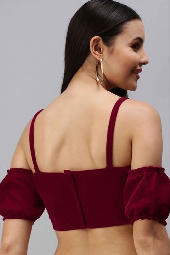 Velvet Padded Blouse In Maroon Colour - BL1391352