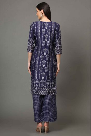 Viscose Printed Kurta Set In Blue Colour - KR5414630