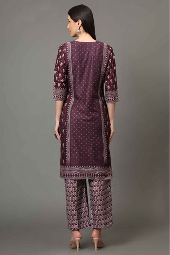 Viscose Printed Kurta Set In Maroon Colour - KR5414631