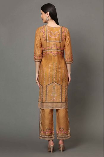 Viscose Printed Kurta Set In Yellow Colour - KR5414632