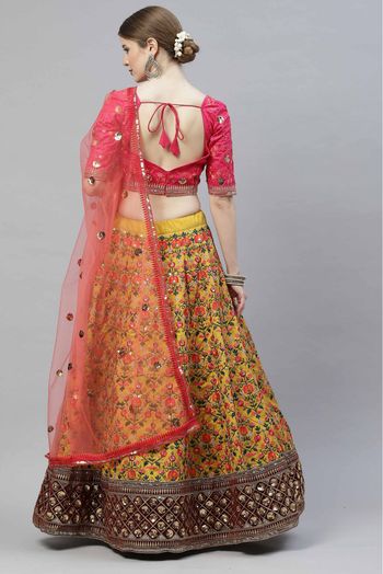 Art Silk Embroidery Lehenga Choli In Mustard Colour-LD5413911